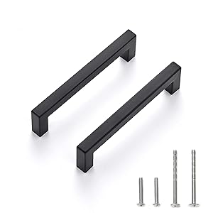 Ravinte 30 Pack 5 Inch Kitchen Square Cabinet Handles Matte Black Cabinet Pulls Black Drawer Pulls Kitchen Cabinet Hardware Kitchen Handles for Cabinets Cupboard Handles Drawer Handles