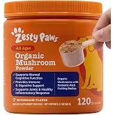 Zesty Paws Turkey Tail Mushroom for Dogs - Organic Mushroom Powder 60g | Organic Mushroom Powder for Dogs with Turkey Tail Blend for Cognitive, Digestive, Immune &amp; Joint Support