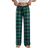 Ekouaer Womens Pajama Pants Plaid Lounge Pants Soft Drawstring Pj Bottoms with Pockets
