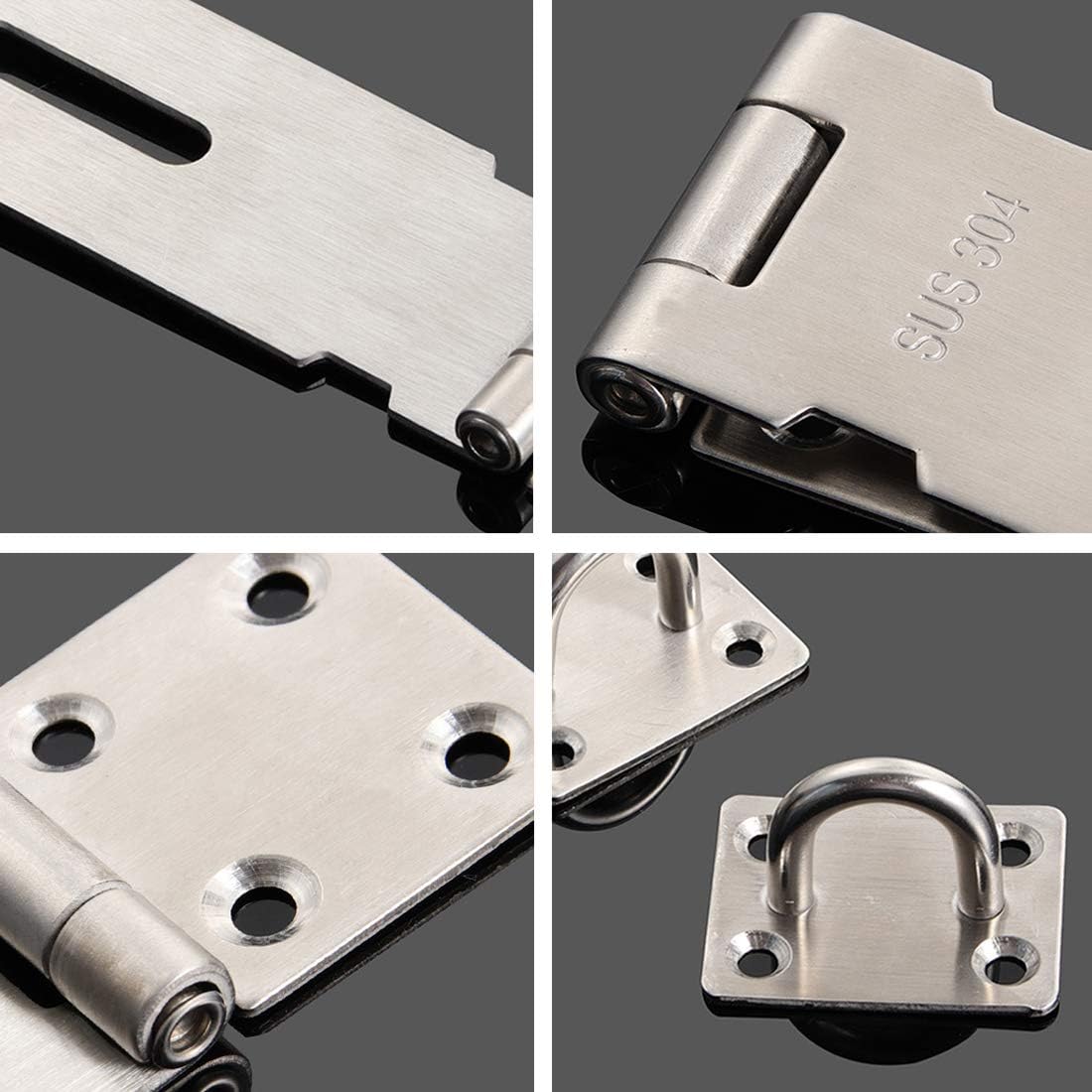 3/4/5 inch Stainless Steel Padlock Hasp Latch with Screws Safety Door Lock Anti-Rust (4inch (Pack of 1)) - - 
