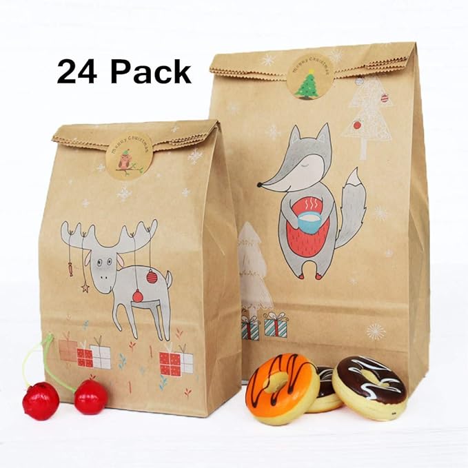 24 Stück Candy Bar Tüten, Papier Süßigkeiten Papiertüten Candy Tüten, Süssigkeiten Beutel Ideal für Geschenkläden, Hochzeitsb