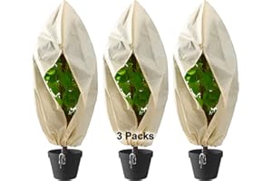 FERAHI Plant Covers Freeze Protection, 3 Packs 47.3"x70.9" Plant Covers for Winter, Frost Blankets for Outdoor Plants, Frost Cloth Plant Freeze Protection, Shrub Covers for Winter with Zipper & Drawstring