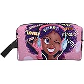 Maynofu Black Girl Makeup Bag African Cute Cosmetic Bag Pink Travel Zippered Toiletry Bag for Women Gift Bag