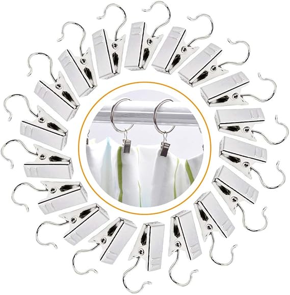 Curtains Clips 20pcs Stainless Steel Small Curtain Clips with Hook,3.5
