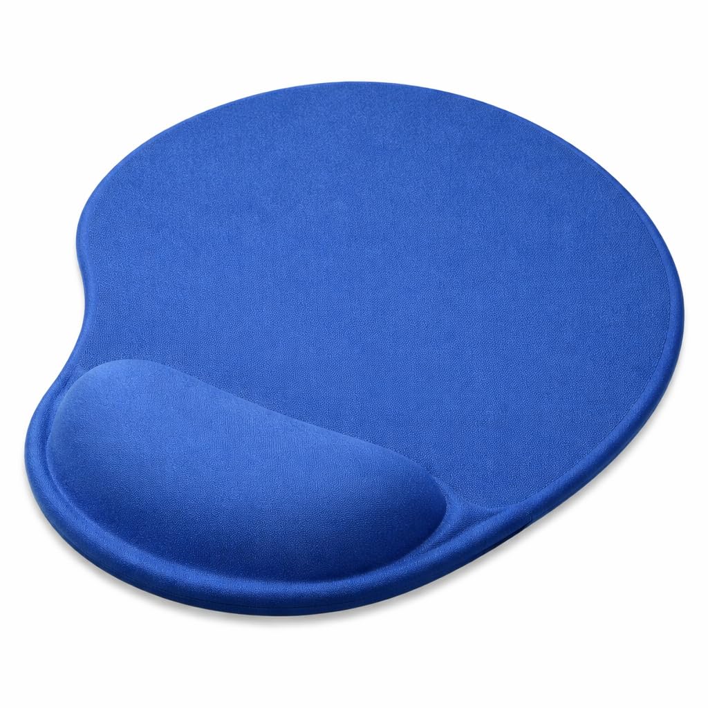 Blue Ergonomic Mouse Pad with Wrist Support – Soft Gel Cushion, Non-Slip Base, Smooth Fabric Surface – Comfortable Mouse Mat for Office, Work, Gaming & Home Use