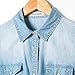 Deargles Lady Long Sleeve Button Down Denim Shirt Jean Lapel Slim Blouse Belle Blue XL