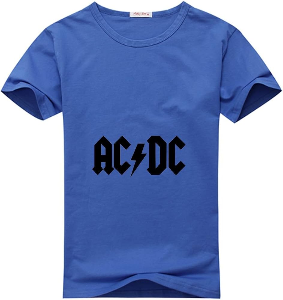 Amazon.com: Acdc logo women's Crew Neck Tee shirt Blue X-Large: Clothing