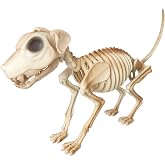 LarpGears Lifesize Full Body Dog Skeleton Decorations - 18.5 Inch Puppy Skeleton for Halloween Indoor and Outdoor Decor with Moving Jaw | Spooky Halloween Props