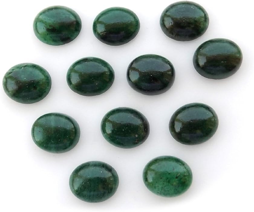 RASIYO 5 Pcs Natural Green Jade Cabochons Lot Loose Gemstone 12x10mm Oval Shape Callibrated Cabochon, Wholesale Lot For Jewelry Making