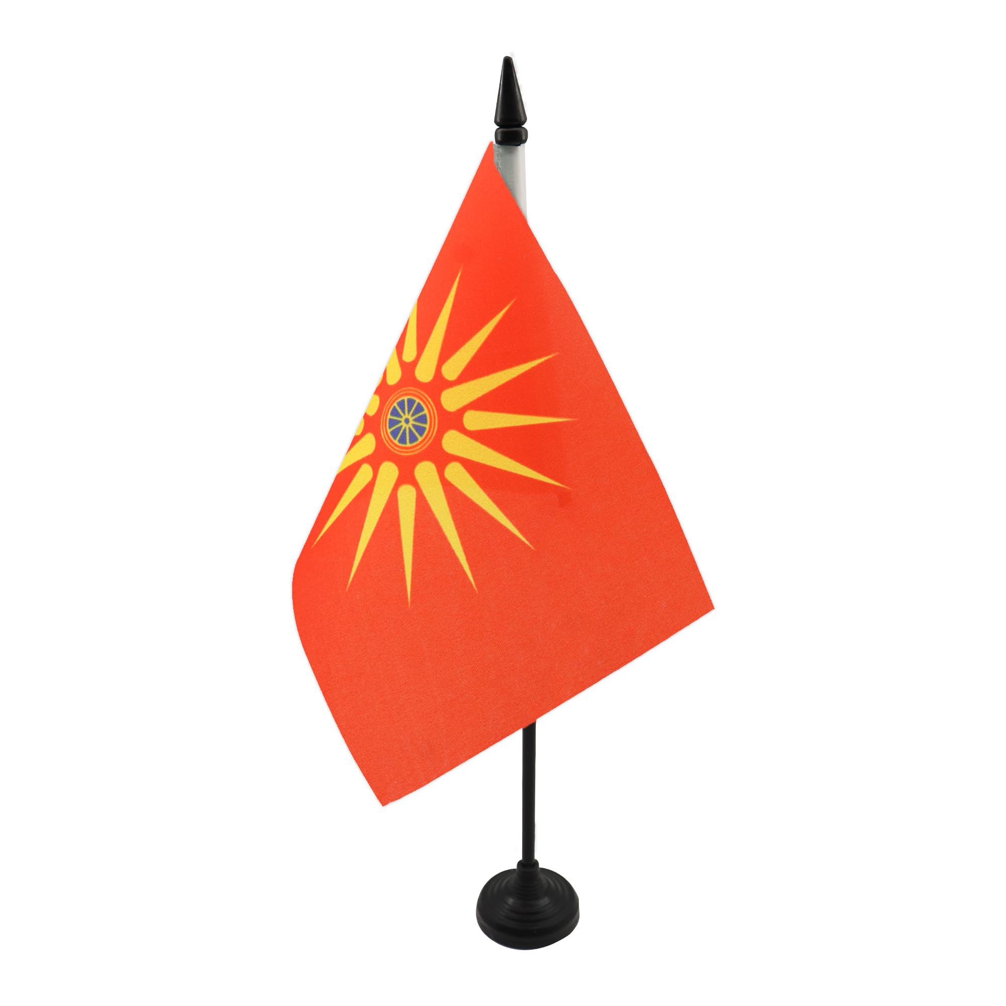 AZ FLAG Macedonians ethnic Table Flag 5'' x 8'' - Macedonia Office Decoration 100% Polyester 21 x 14 cm - Mini Desk Flag with Pole and Black Plastic Base