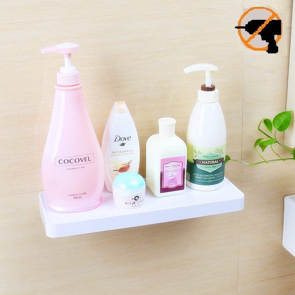 Fealkira Suction Cup Floating Bathroom Shelf Shower Rack,Easy Installing For Kitchen/Shower & Living Room/Office (Adhesive)