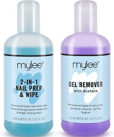 MYLEE Nail Gel Prep Wipe and Remover Cleanser 2x250ml UV LED Gel System