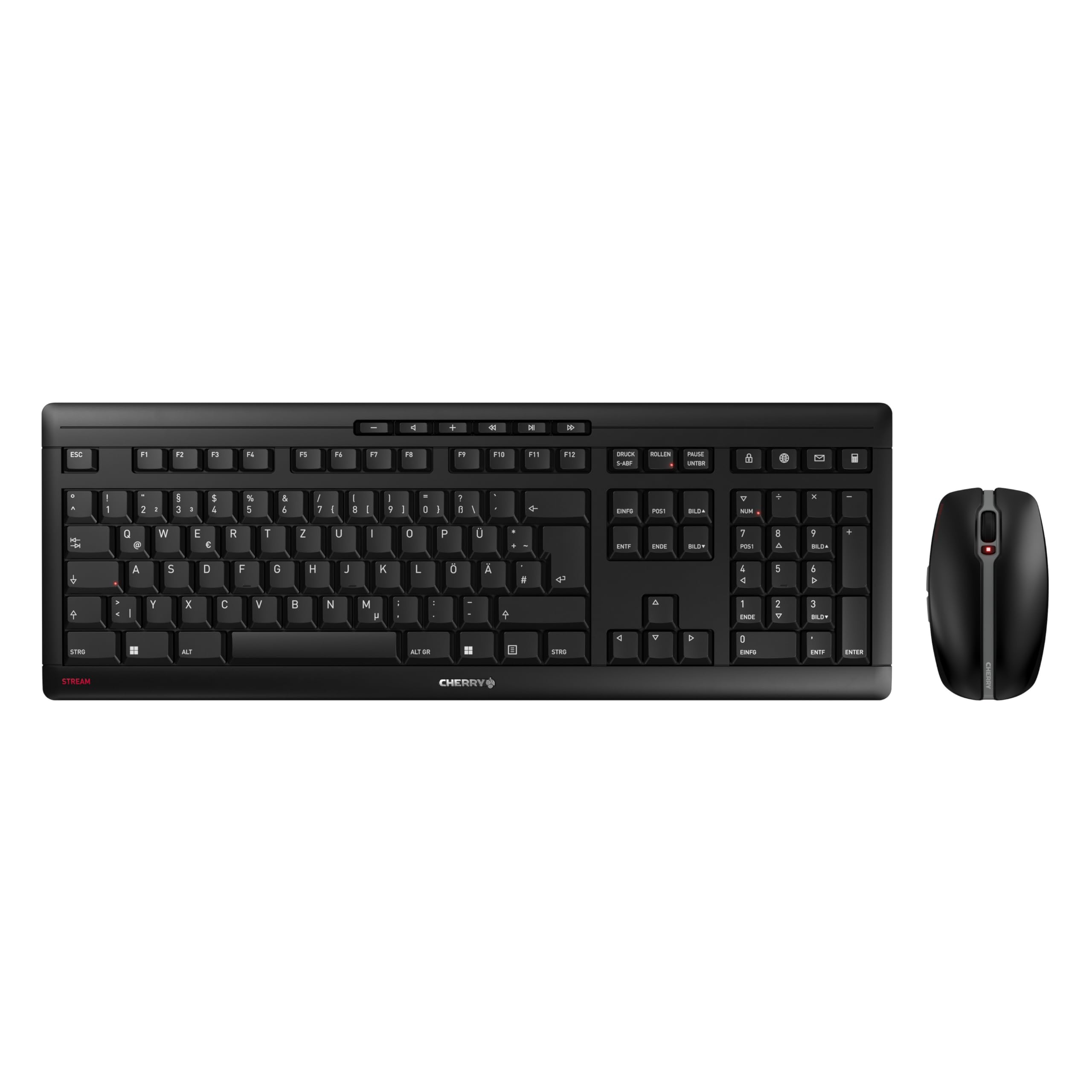 CHERRY STREAM DESKTOP, Wireless Desktop Set, German Layout (QWERTZ), 2.4 GHz RF, Quiet Keystrokes, Battery-Operated, Black