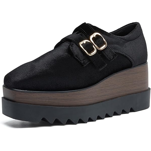 Women's Retro Suede Loafers With Beaded Embellishments - Platform Wedge Non-Slip Comfort Shoes For Office & Walking