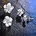 WKShop 1Pair 925 Sterling Silver Plum Flower Crystal Ear Stud Earrings Women Girl Gift