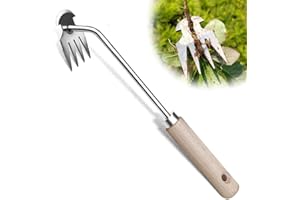 Dizzily Weeder - Manual Weed Puller Tool, Uprooting Weeding Remover Tool, 4-Claw Steel Head Hand Garden Weeder Tool Easily Remove Weeds for Otted Plants, Gardens, Yards, Farms