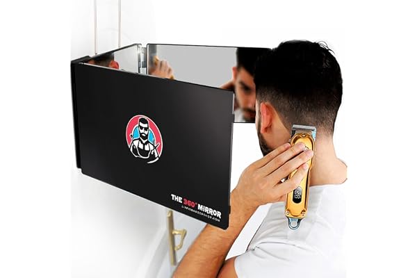 The 360 Mirror - 3 Way Adjustable Trifold Barber Mirror for Self Hair Cutting - Tri Fold Self Haircut System for Men and Wome
