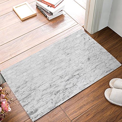 Olivefox 30x18 Inch Funny Waterproof Bathroom Doormat Home Decor Welcome Large Mat Entrance Way Indoor/Outdoor Carpet Floor Rugs, Tiled Stones Wall White Natural Design