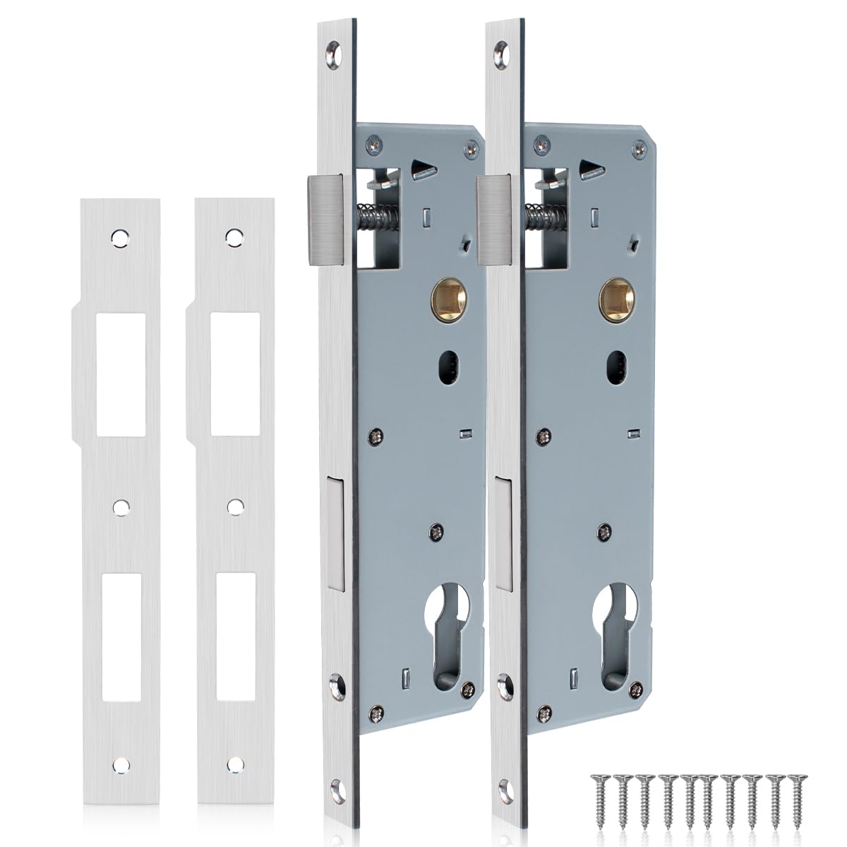 Bwintech 2 Pcs Stainless Steel 9230 Mortice Lock, 92MM Center 30MM Backset Lock Body, Satin Nickel Frame Door Lock for Internal and External Doors