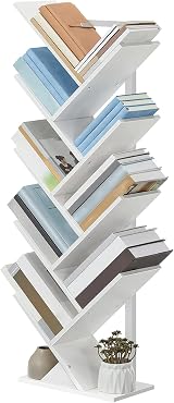 HOOBRO Tree Bookshelf Tall 9-Tier White Floor Standing Bookcase EWT08SJ01G1 view 9