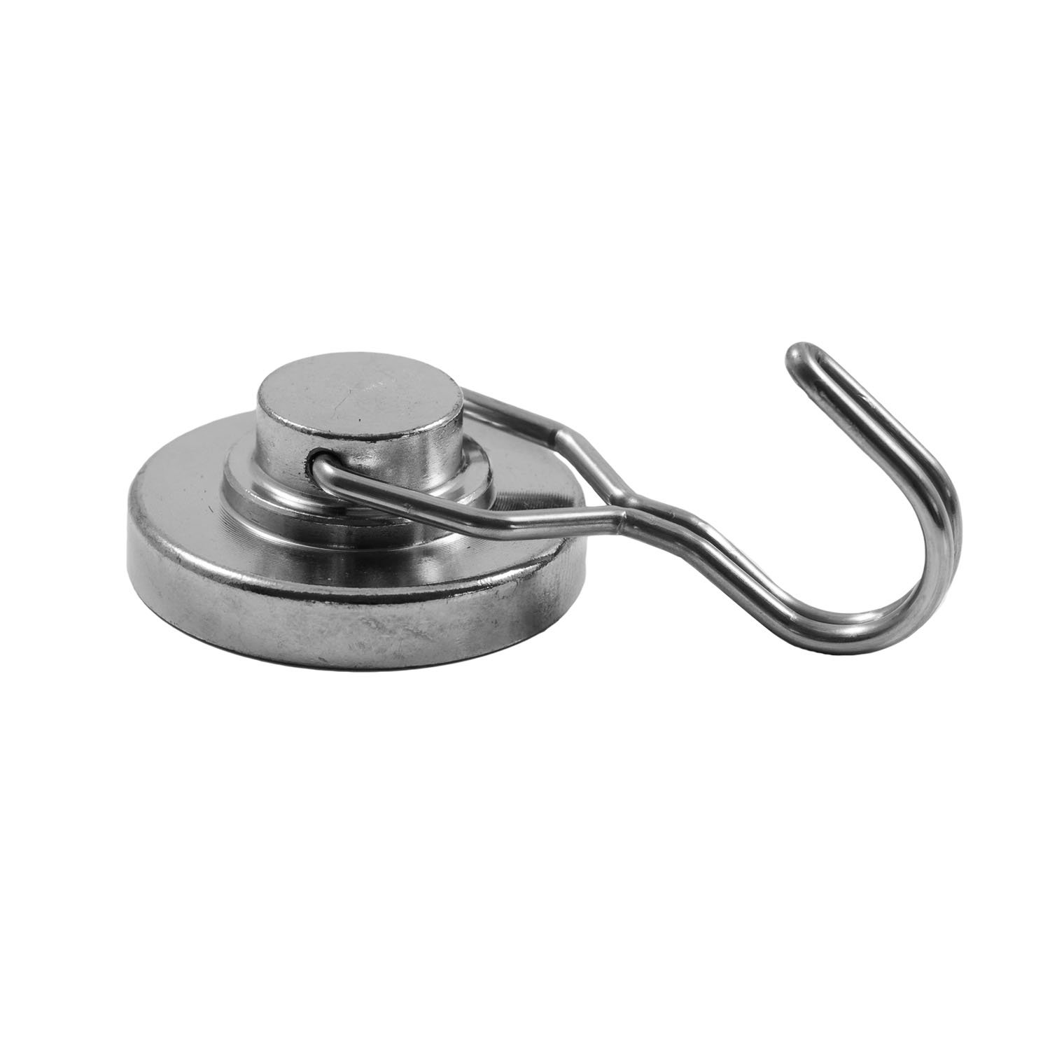 Magnetastico® | Flexible neodymium magnetic hook 36 mm Ø | Holding force 40 kg | Kitchen hook, bathroom hook, bathrobe hook, wall hook, ceiling hook | Neodymium hook magnet very strong & nickel plated