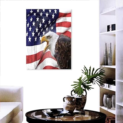American Flag Decor Modern Canvas Painting Wall Art Eagle On