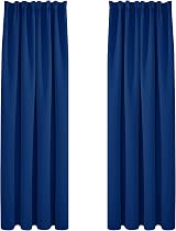 Deconovo Pencil Pleat Curtains Blackout Energy Saving 2 Panels Blue 55 x 87