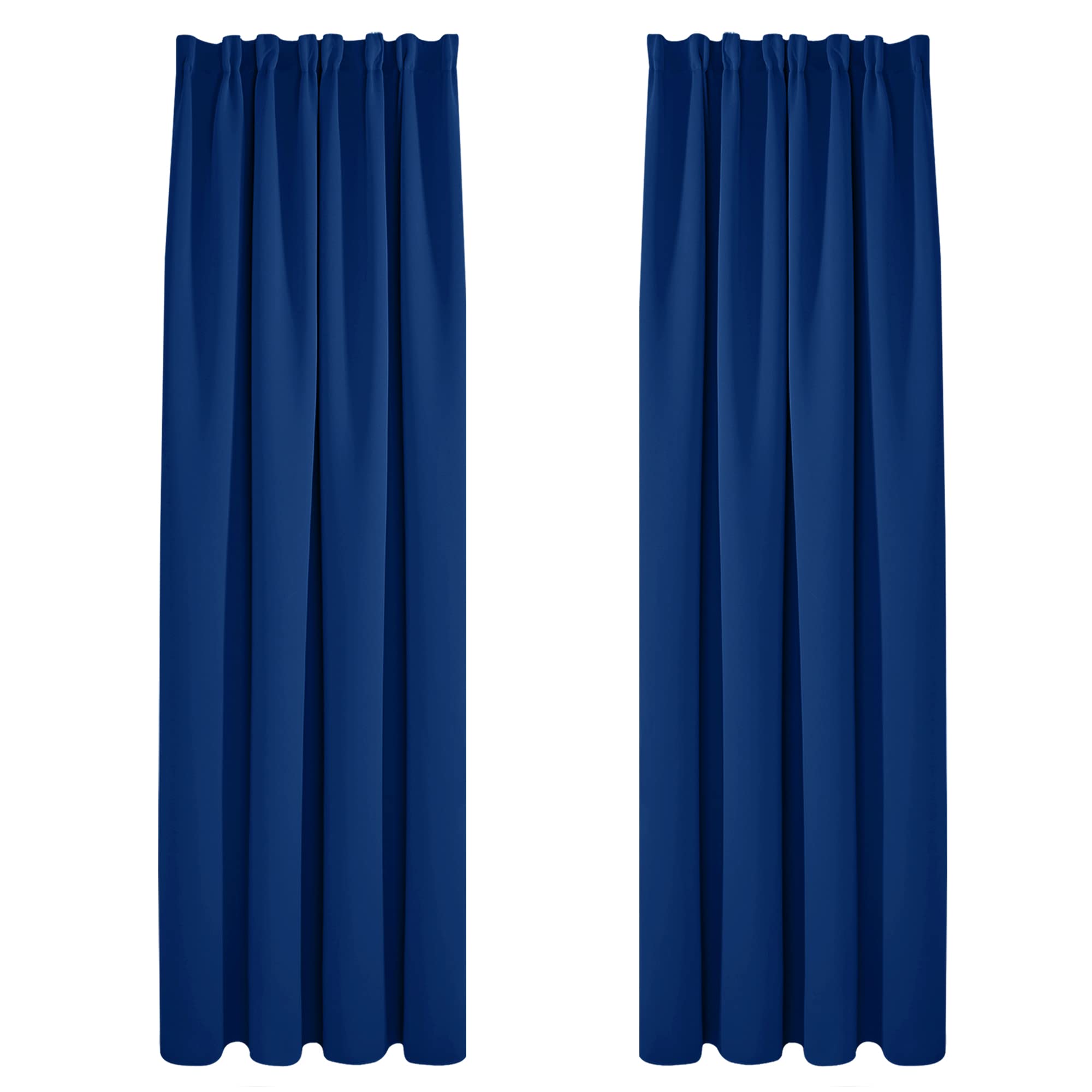 Deconovo Pencil Pleat Curtains Energy Saving and Noise Reducing Thermal Insulated Curtains Blackout Curtains for Bedroom W55 x L87 Inch 2 Panels Blue