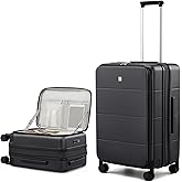 Hanke Hardside Expandable Checked Luggage, 24 Inch Top Opening Trunk Luggages with Spinner Wheels, All-PC Hard Shell Suitcase, Lightweight TSA Checked-Medium(Jet Black, 83L)