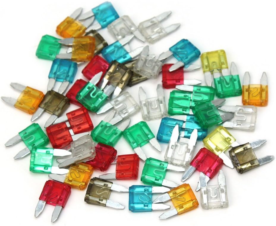 PowerArt Professional 50x Auto Car Mini Fuse Boat Blade Size 5A 7.5A 10A 15A 20A 25A 30A