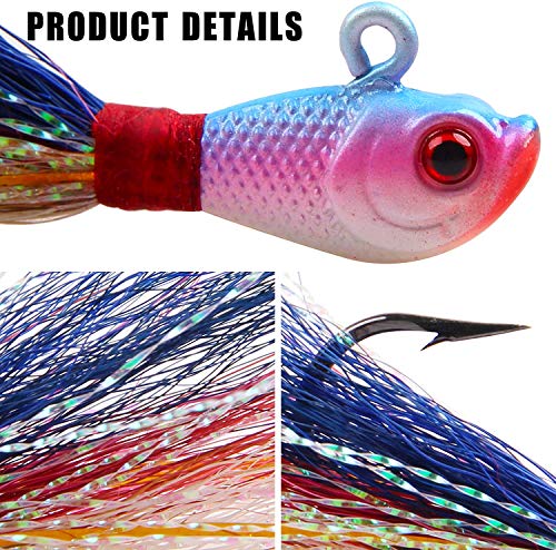 OROOTL Bucktail Jig Angelköder Set, Blinker Angeln Gewichte Köder Fischköder Mischfarbe für Barsch Hecht Forelle Wels 7g… – Bild 3