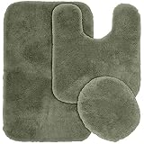 Garland Rug 3-Piece Finest Luxury Ultra Plush Washable Nylon Bathroom Rug Set, Deep Fern