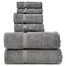 Chakir Turkish Linens Dobby Border Luxury Hotel & Spa Turkish Cotton Bath Bundle (Gray, 6-Piece Towel Set), 6 Count