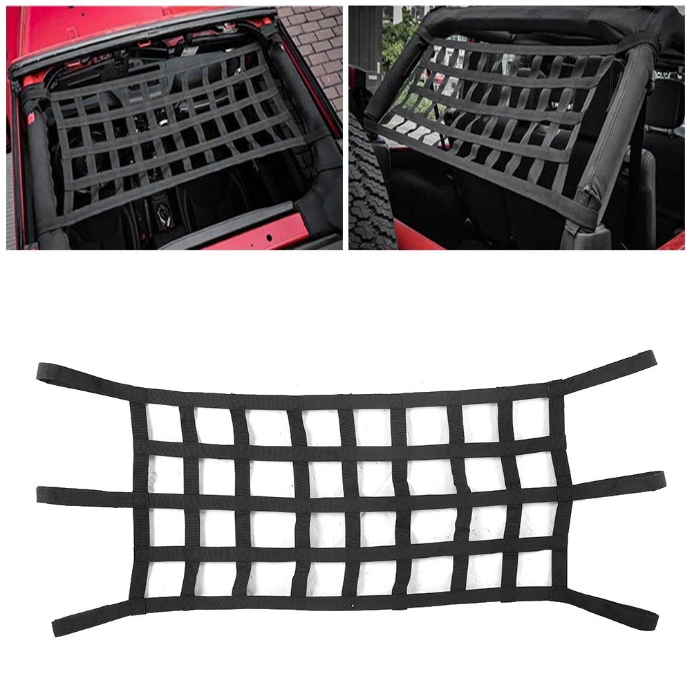 Cargo Net, Qiilu Rear Cargo Net Car Trunk Cargo Storage Organizer Net, Car Luggage Net for TJ JK JKU 2/4 Door 1997-2017