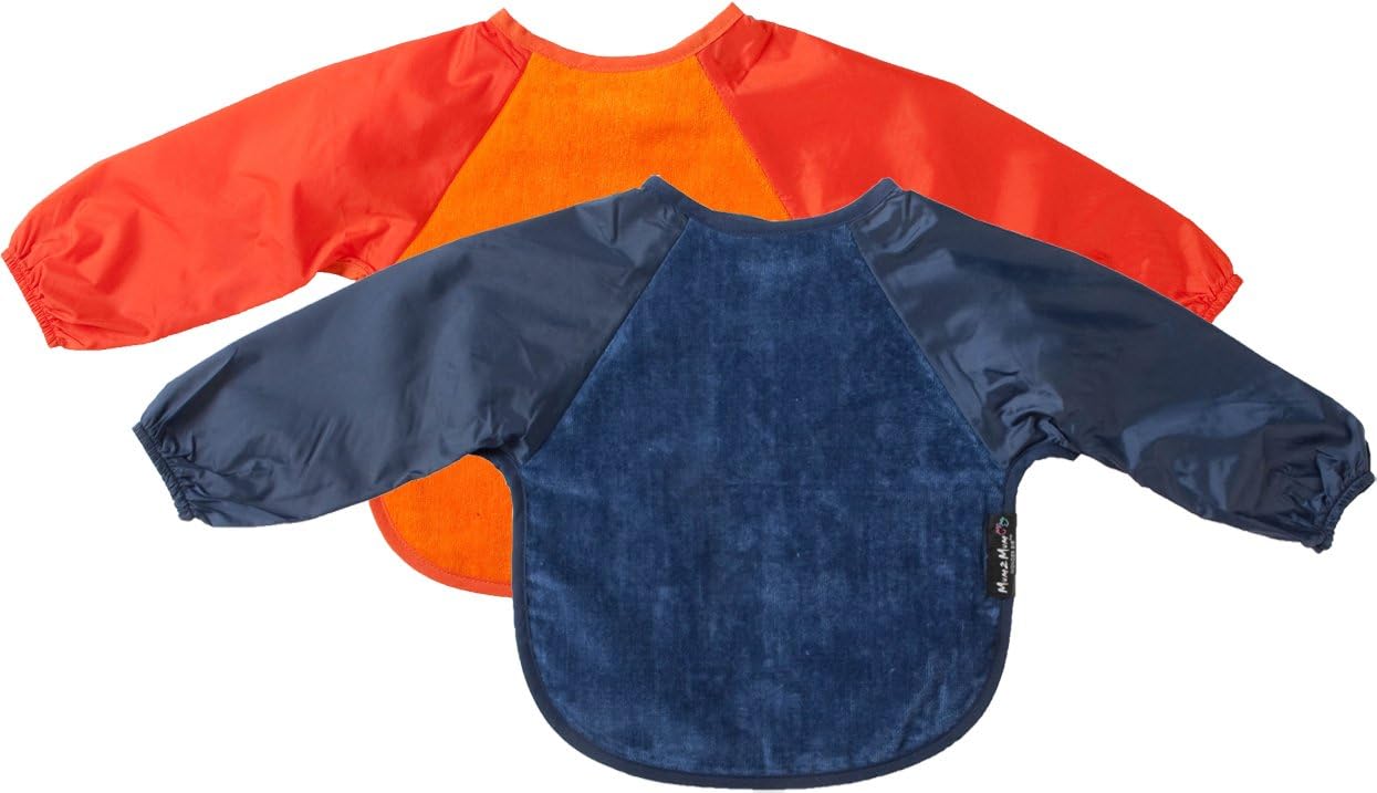 Mum2Mum 18M - 3Y Sleeved Wonder Bib Multipack in Navy/Orange