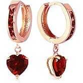 14k Rose Gold Hoop Earrings with Garnet