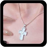 Iaceble Bohemia Double Cross Pendant Necklace White Cross Short Necklace Vintage Tiny Cross Choker Necklace Punk Cross Chain Collar Necklace Jewelry for Women