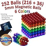 6 Rainbow Colors 252 Pieces 216pcs + 36pcs 5mm Magnetic Balls Building Blocks Sculpture Magnets Educational Game Magnet Toy Intelligence Development Stress Relief Imagination Gift Magnetic Balls 5mm