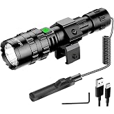 LeKaufen Tactical Picatinny Rail Flashlight, 3000 Lumens Bright Rifle Light | 5 Lighting Modes, 1800ft Long Beam, Rail Mount &amp; Pressure Switch Included, Rainproof Shockproof, Impact Resistant