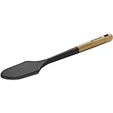 STAUB Silcone Spatula, Great for Mixing, Folding, Scraping, and Spreading, Durable BPA-Free Matte Black Silicone, Acacia Wood Handles, Safe for Nonstick Cooking Surfaces