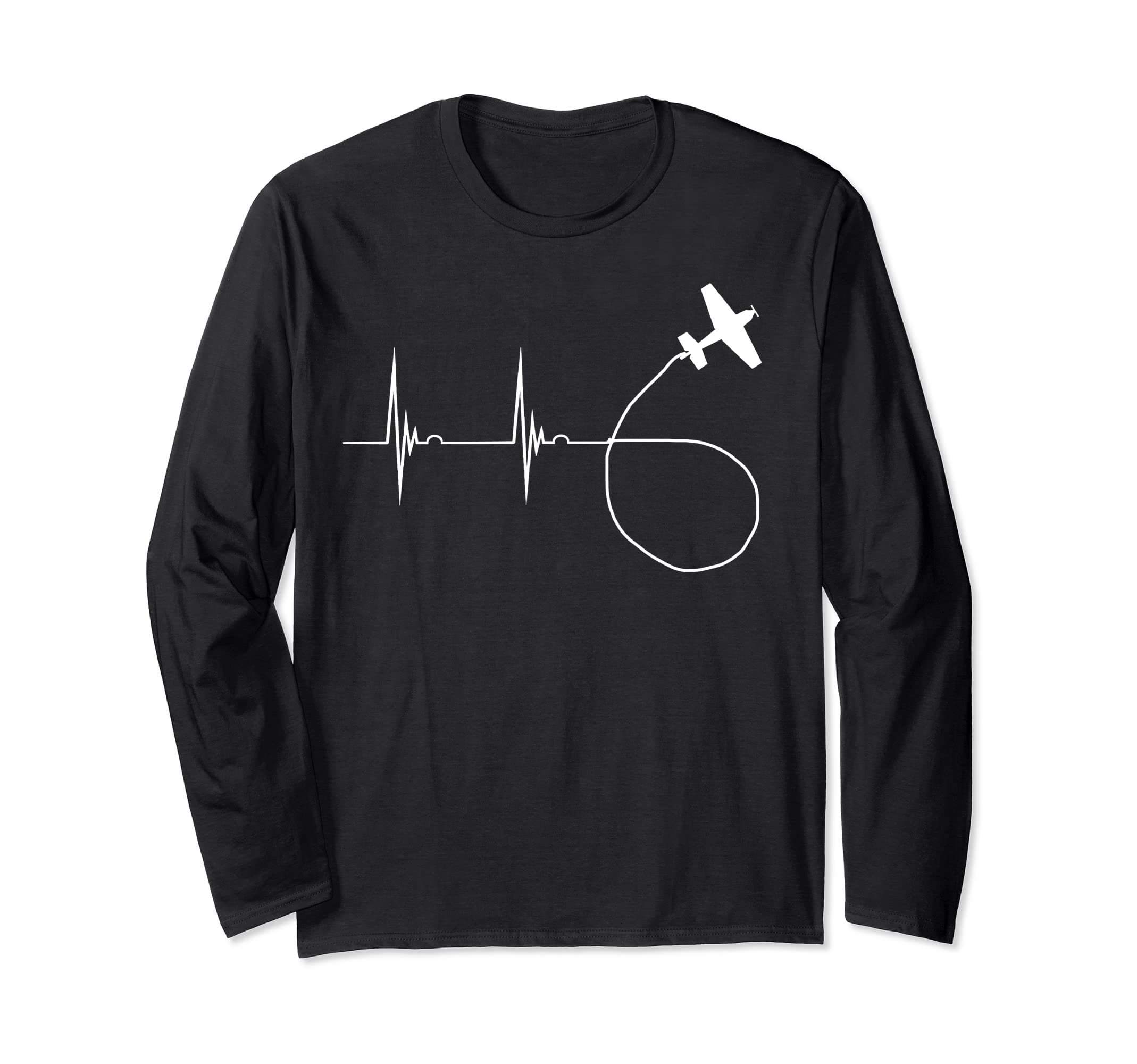 Aerobatic Heartbeat Biplane Airshow EKG Pulseline Long Sleeve T-Shirt