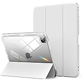 Aoub Crystal Case for iPad Pro 11 inch 4th/3rd Generation 2022/2021, Hard Clear Back with Pencil Holder, Auto Sleep/Wake Support Pencil Wireless Charging, for iPad 11" Pro 2nd 1st 2020 2018 - Gray