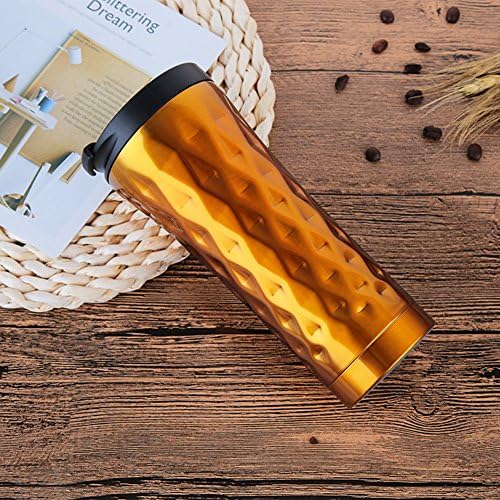 Vacuum Insulated Thermal Mug Travel Car Tumbler Mug,STARRICH Stainless Steel Double Wall Coffee Cup Water Bottle, Leak & Spill Proof, Easy to Clean Lid, 16 Oz (500 ml) (Yellow)