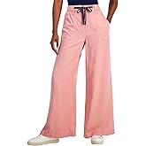 Nautica Jeans Women's Contrast-Tie Wide-Leg Pull-On Pants (Bridal Rose, Large)