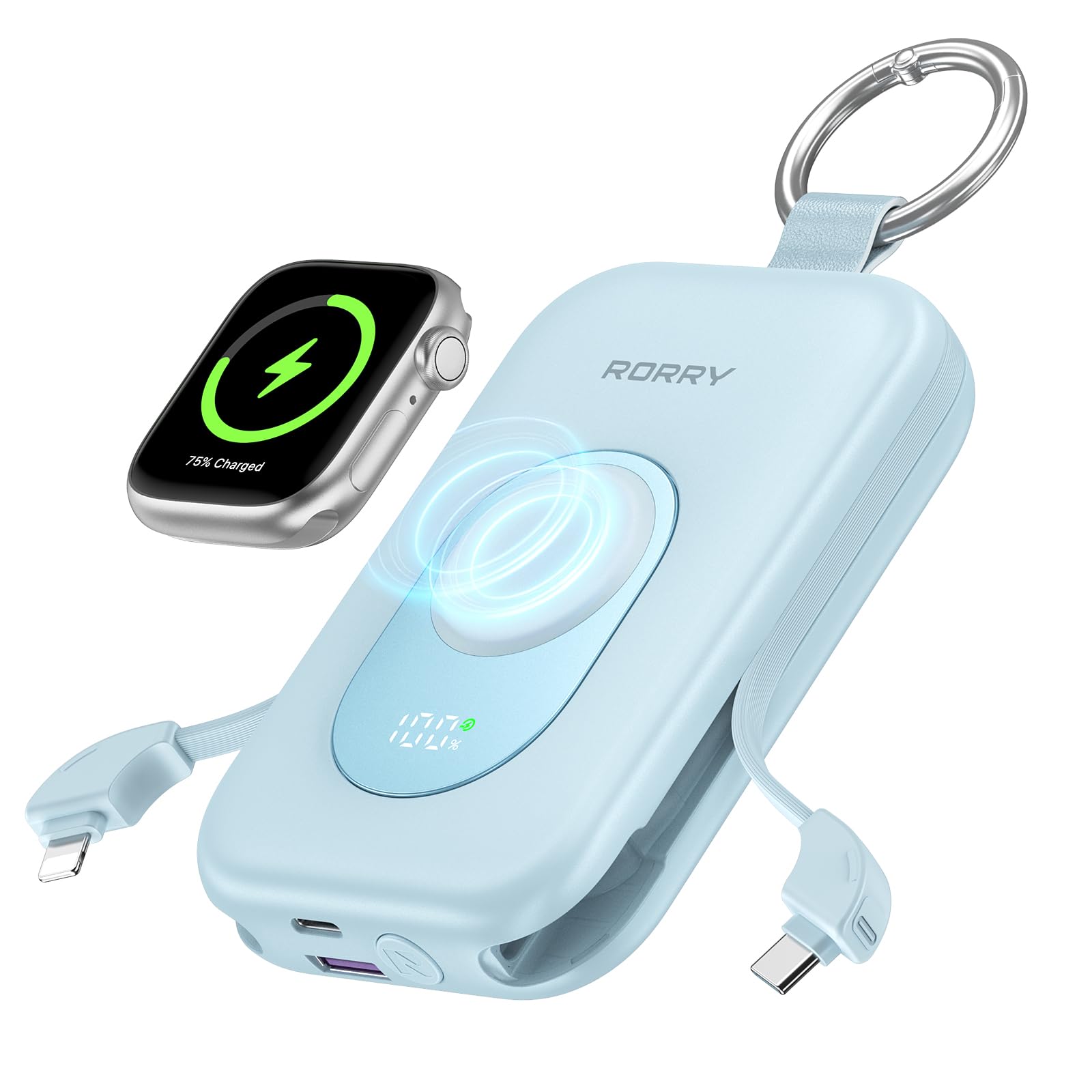 Photo 1 of ***MISSING PARTS***
RORRY Portable Charger, 20000mAh PD 30W Portable Charger Power Bank with 2 Built-in Cables, Super Fast Charging Battery Pack with Keychain, Travel Essentials for iPhone, Apple Watch, iPad, Blue