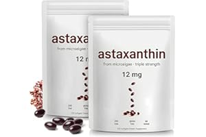 Premium Astaxanthin 12mg – Natural Astaxanthin Supplements from Microalgae | Antioxidant Support for Eye, Skin & Joint Health