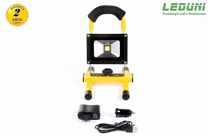 Foco LED Proyector Exterior, 10W Lámpara Recargable Portátil para ...