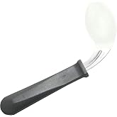 Rehabilitation Advantage Right Handed Grip Easy Coated Offset Spoon, Gray
