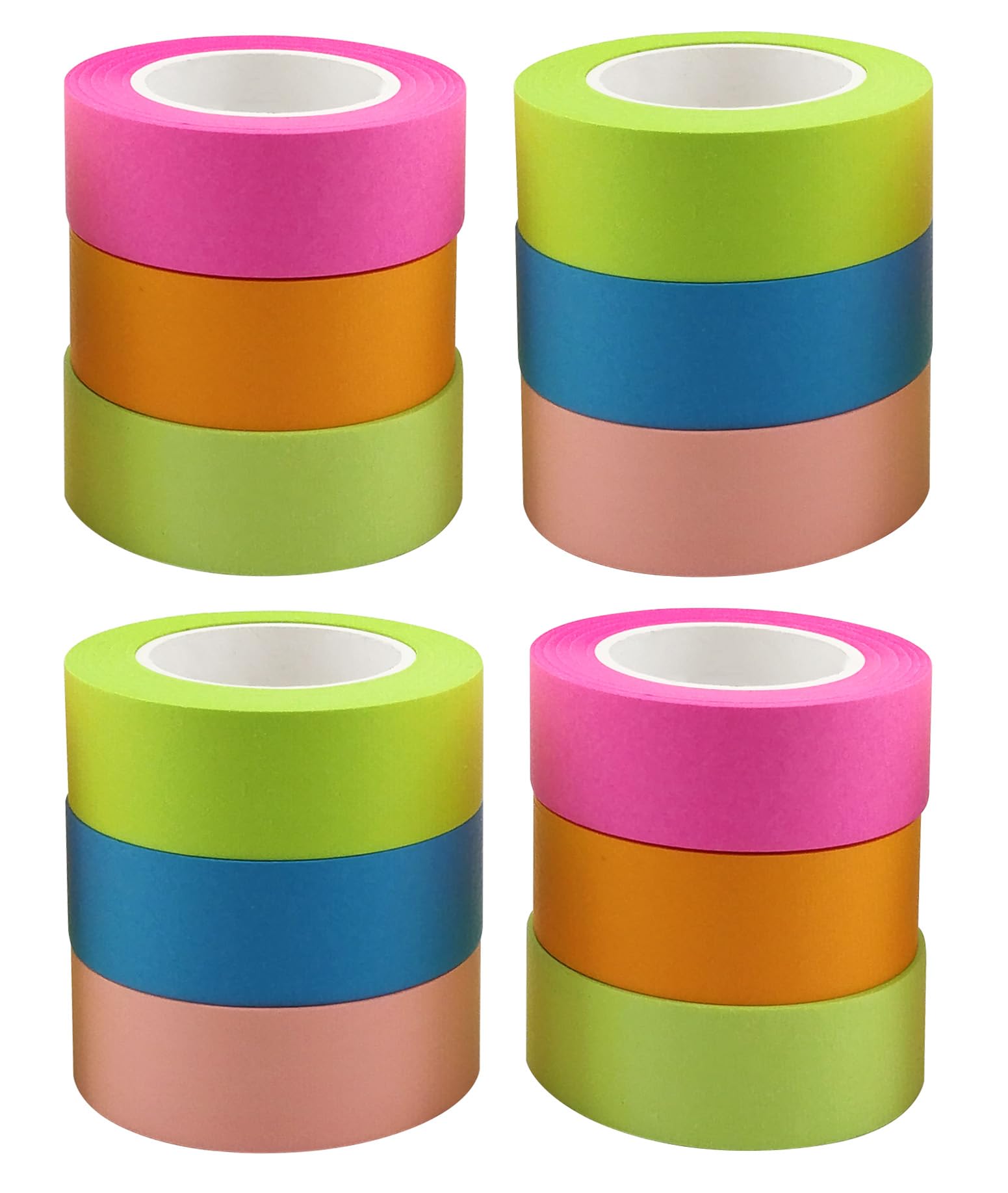 Photo 1 of 4A Roll Sticky Notes,Full Adhesive,Width x Length 0.6 x 315 Inches,Neon Yellow/Orange/Red,Neon Blue/Green/Red,3 Color/Roll,4 Refill Rolls,4A PSS 9-3 Refill