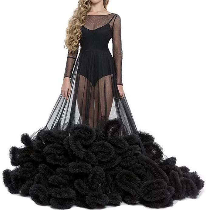 black sheer maternity dress